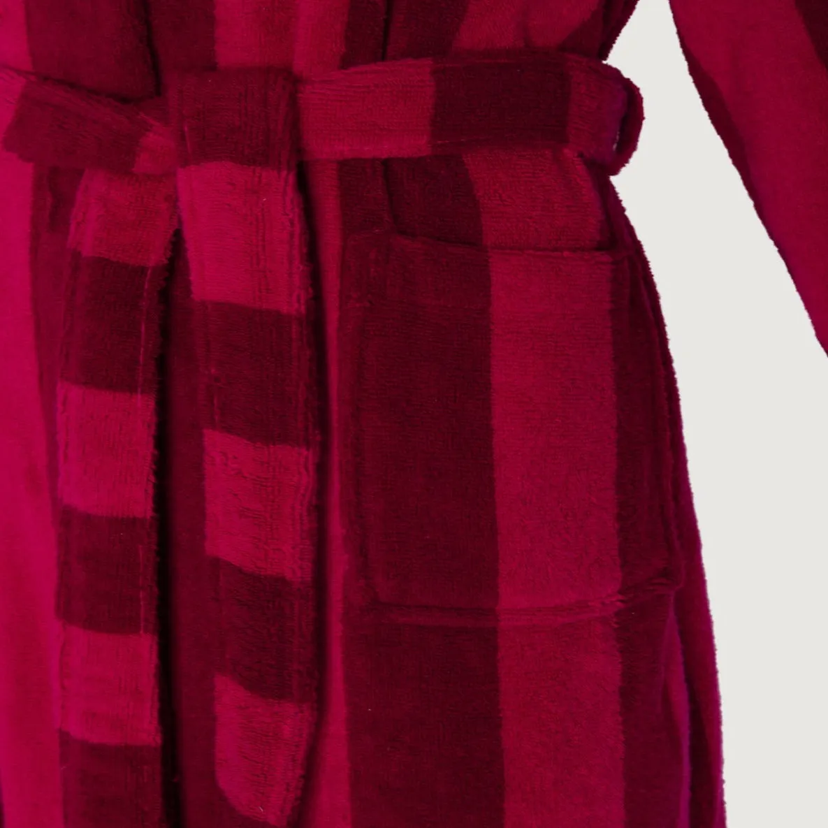 JC "Stripe Hooded Robe" in Burgundy