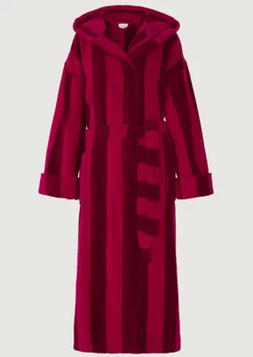 JC "Stripe Hooded Robe" in Burgundy