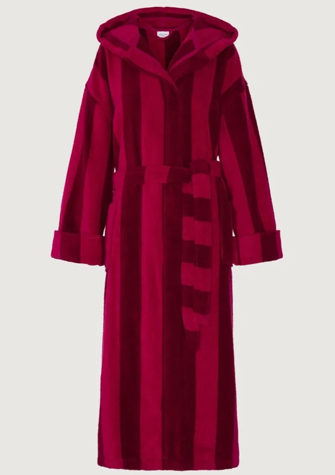 JC "Stripe Hooded Robe" in Burgundy