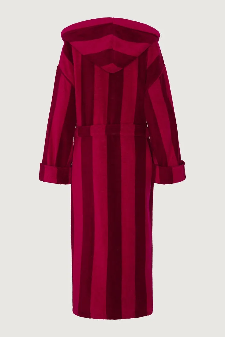 JC "Stripe Hooded Robe" in Burgundy