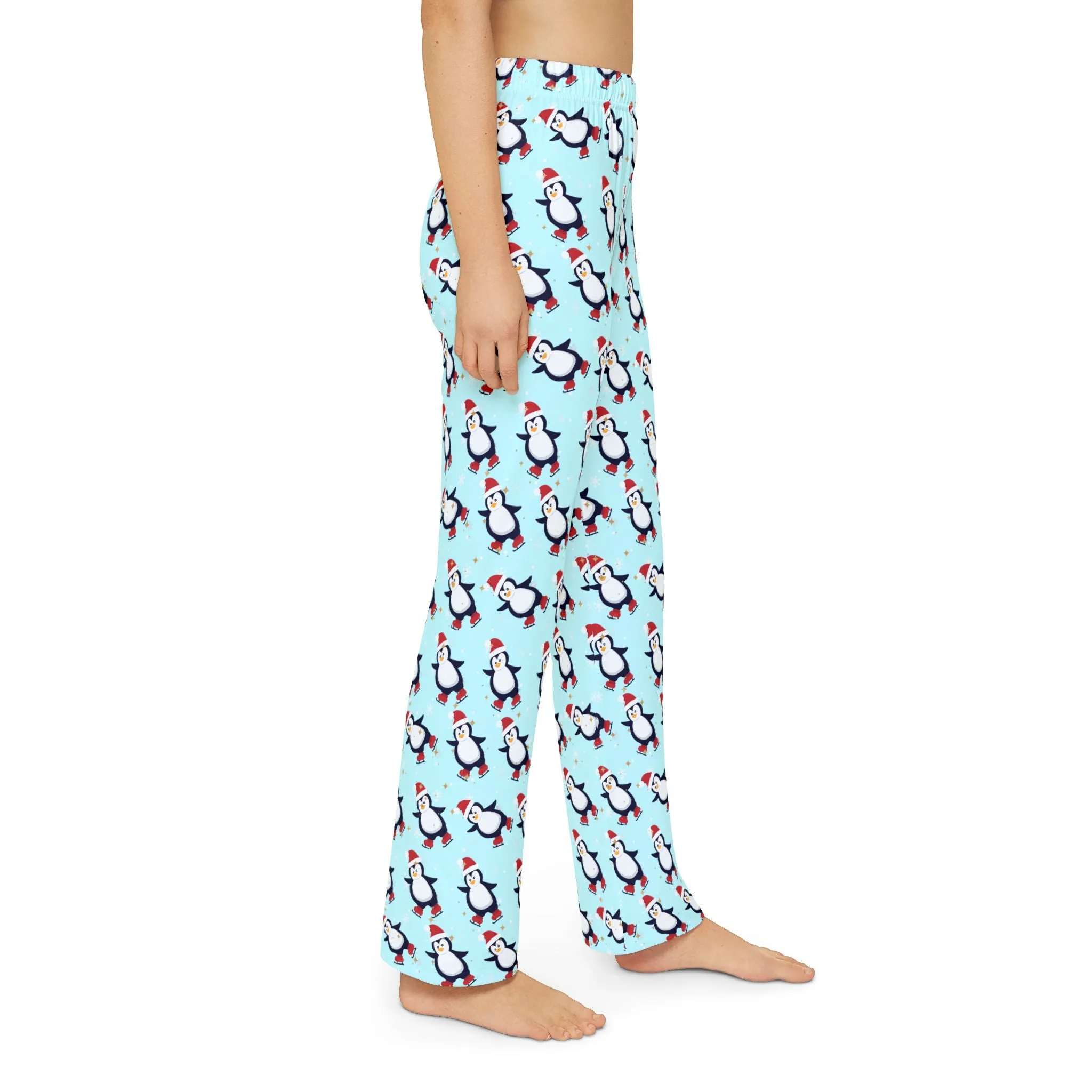 Kids Blue Penguin Pajama Pants : Cozy 100% Brushed Polyester Loungewear  Holiday Pajamas for Girls & Boys