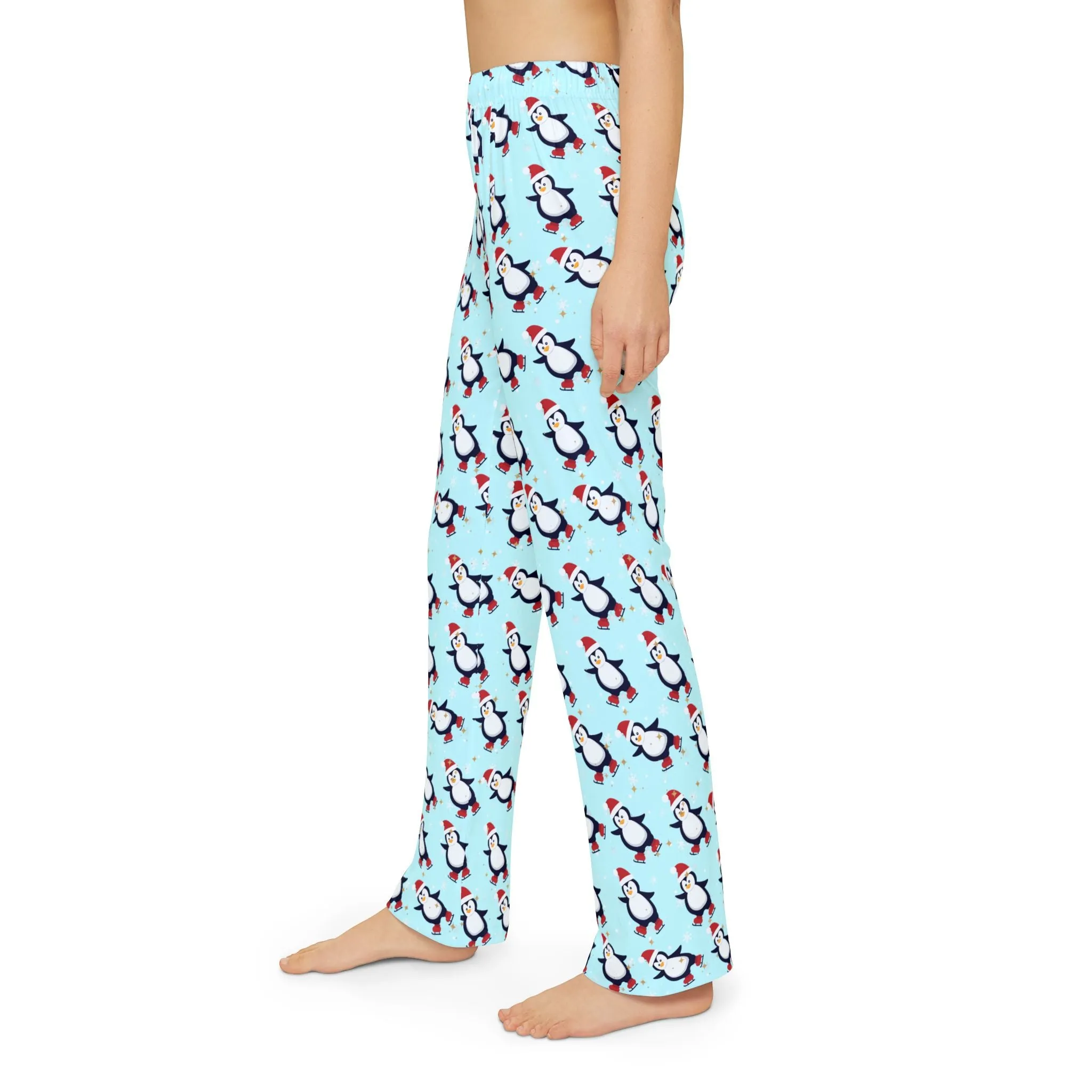 Kids Blue Penguin Pajama Pants : Cozy 100% Brushed Polyester Loungewear  Holiday Pajamas for Girls & Boys