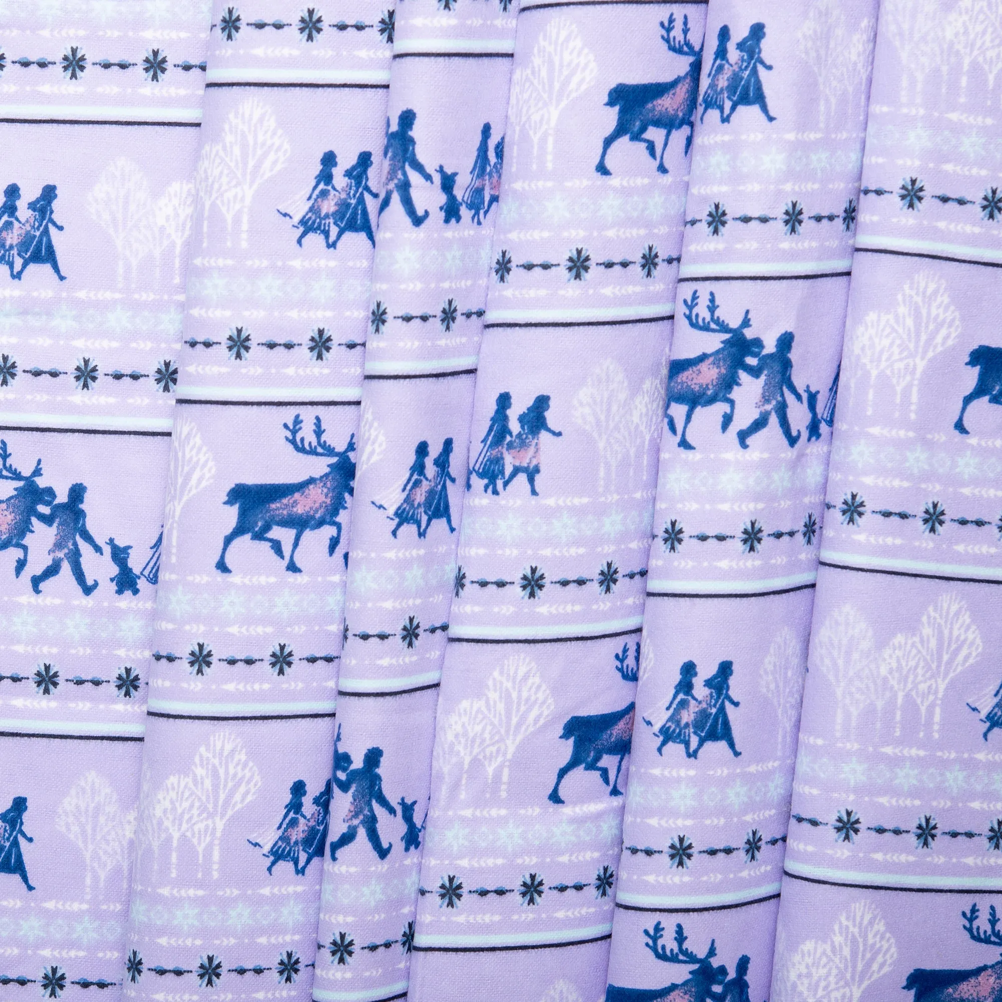 Licensed Flannelette Print - Frozen stripe - Lilac