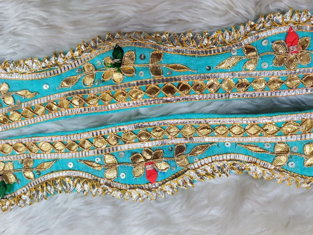 Light Blue Traditional Gota Work Embroidered Border