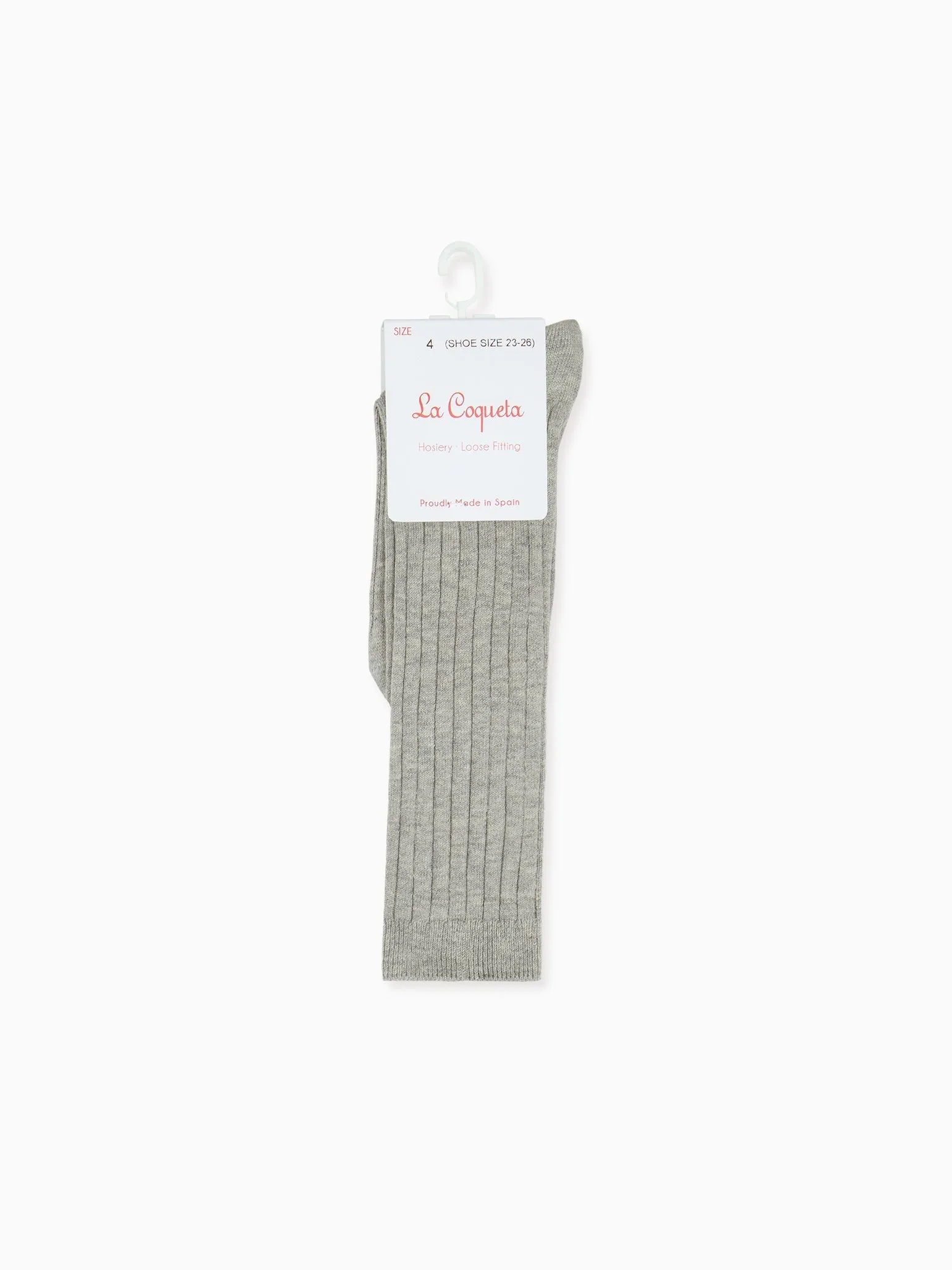 Light Grey Melange Ribbed Knee High Kids Socks