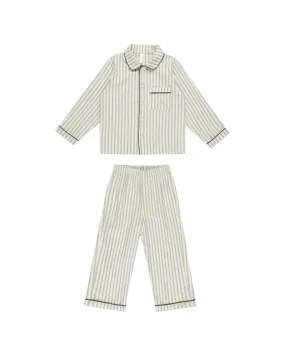 Long Sleeve Pajamas Forest Pinstripe