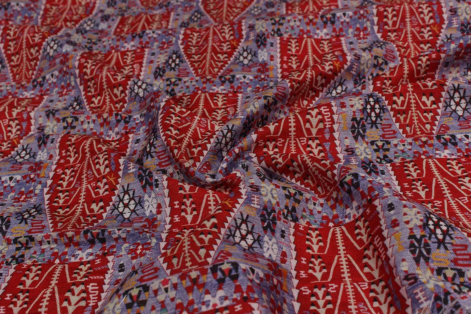 Mauve, Red Traditional Digital Printed Fabric