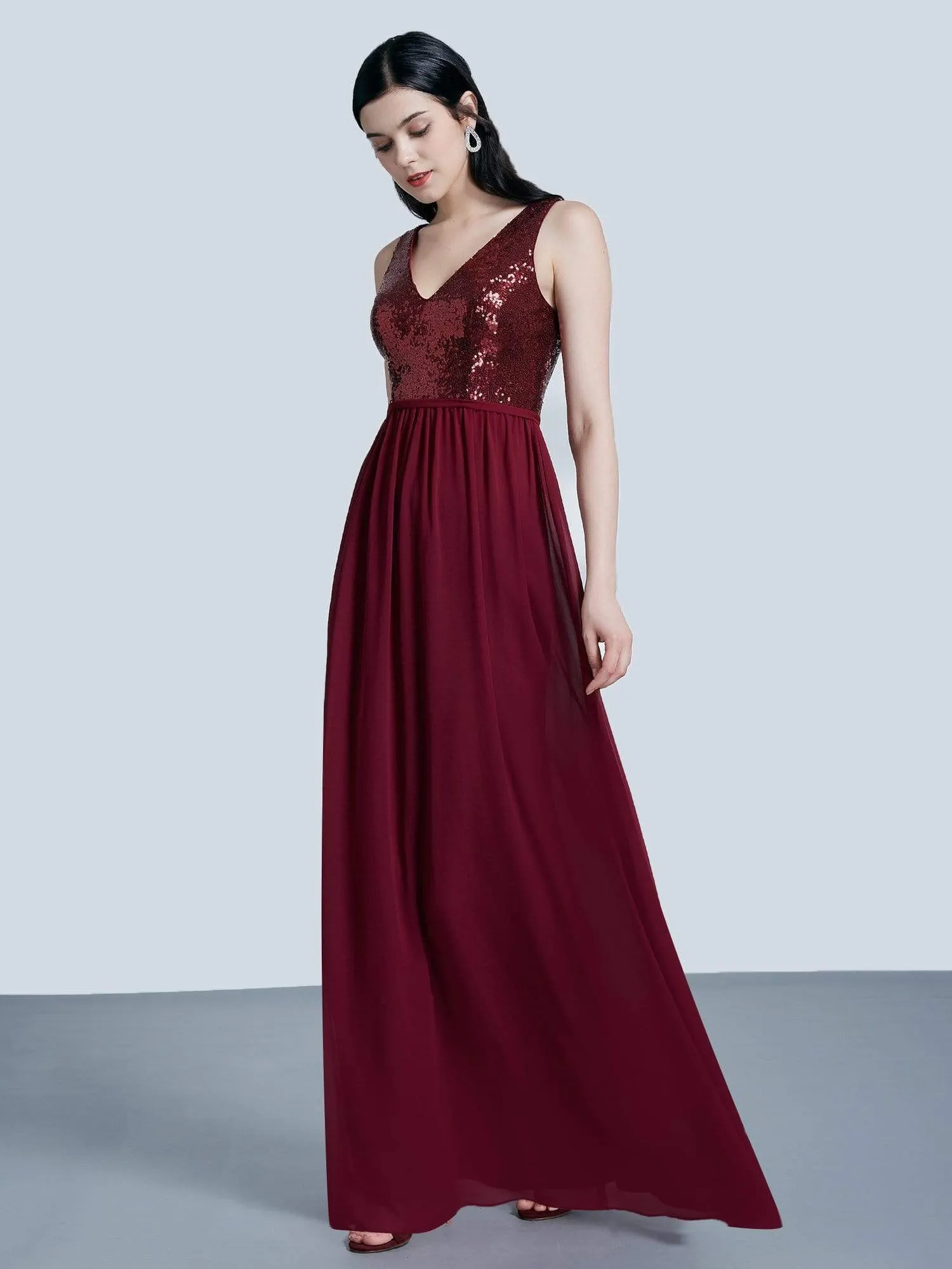 Maxi Long Sequin and Chiffon Formal Evening Dresses for Women