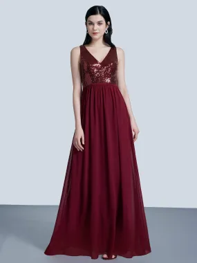 Maxi Long Sequin and Chiffon Formal Evening Dresses for Women