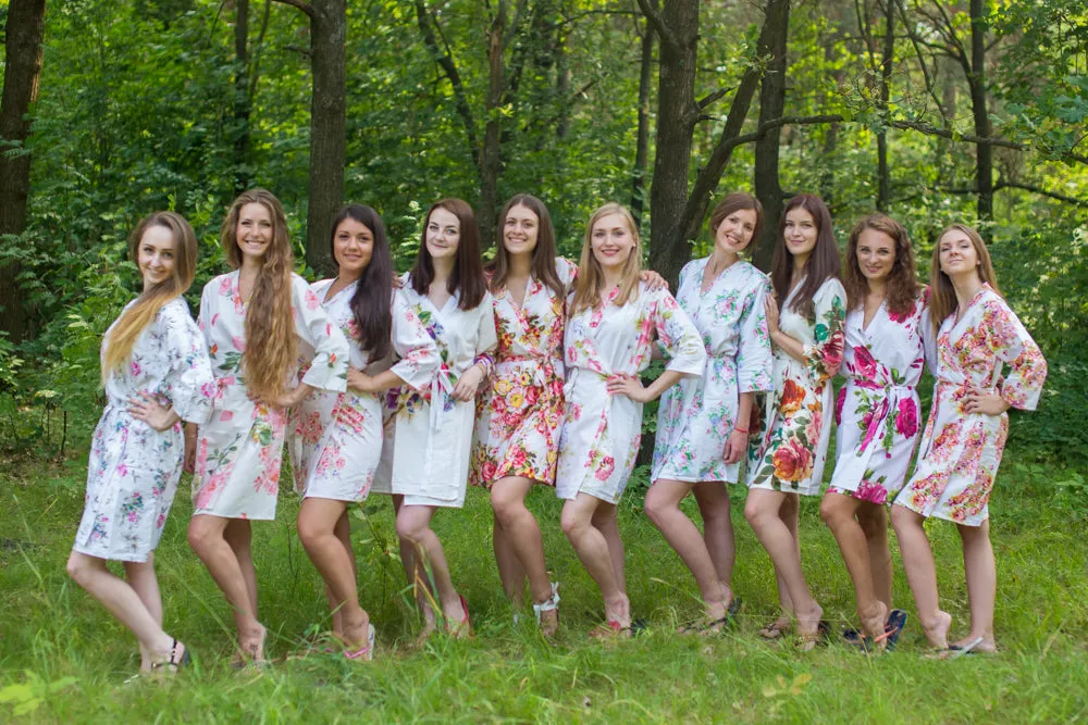 Mismatched White Bridesmaids Robes