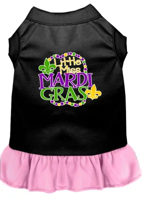 Miss Mardi Gras Screen Print Mardi Gras Dog Dress Black With Light Pink Xxxl