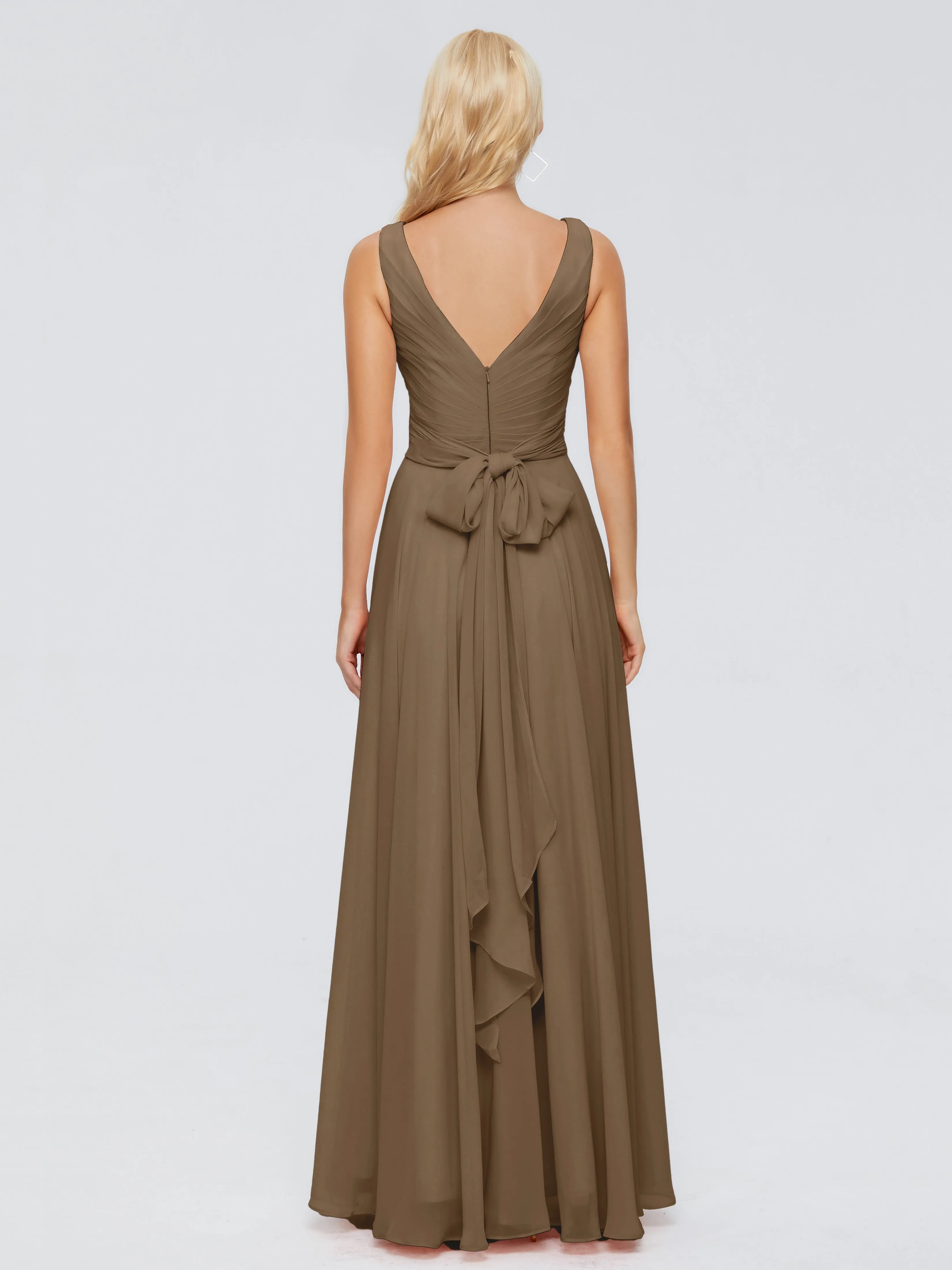 Mocha Colour Bridesmaid Dresses Gorgeous Chiffon Off The Shoulder Long Bridesmaid Dresses