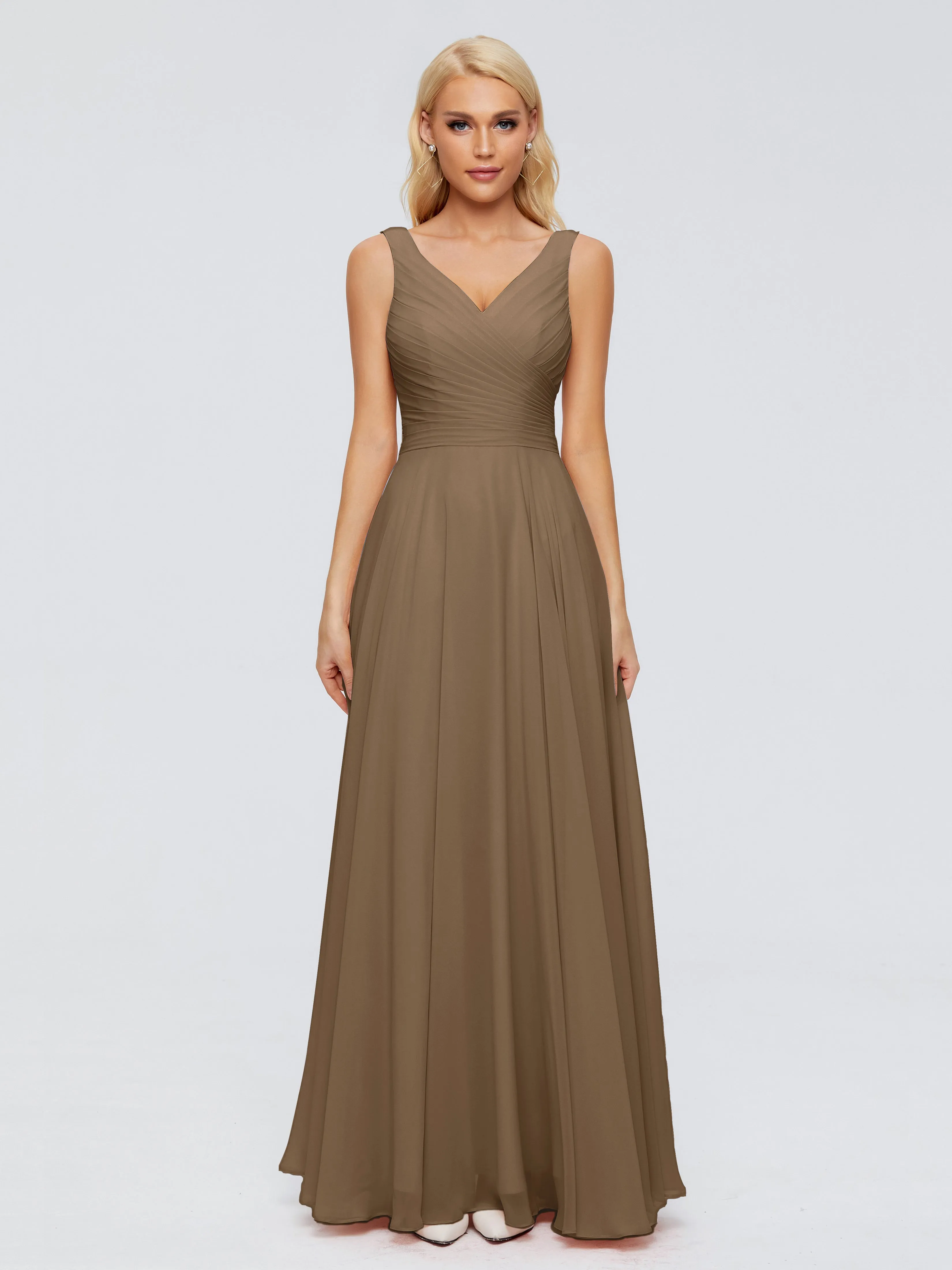 Mocha Colour Bridesmaid Dresses Gorgeous Chiffon Off The Shoulder Long Bridesmaid Dresses