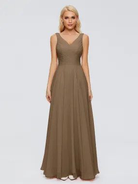 Mocha Colour Bridesmaid Dresses Gorgeous Chiffon Off The Shoulder Long Bridesmaid Dresses