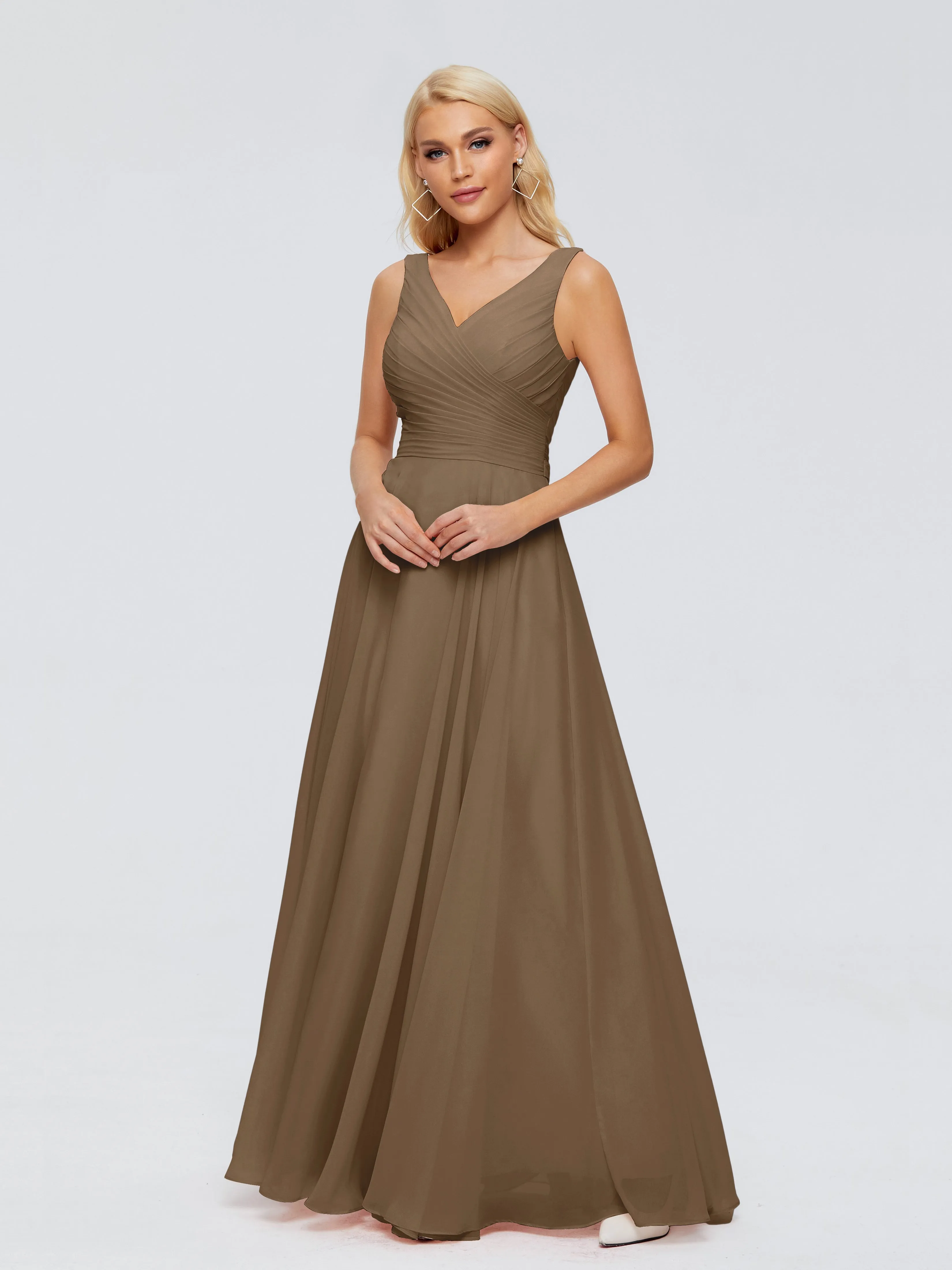 Mocha Colour Bridesmaid Dresses Gorgeous Chiffon Off The Shoulder Long Bridesmaid Dresses