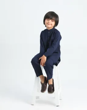 Navy Blue Kurta Trouser - Kids