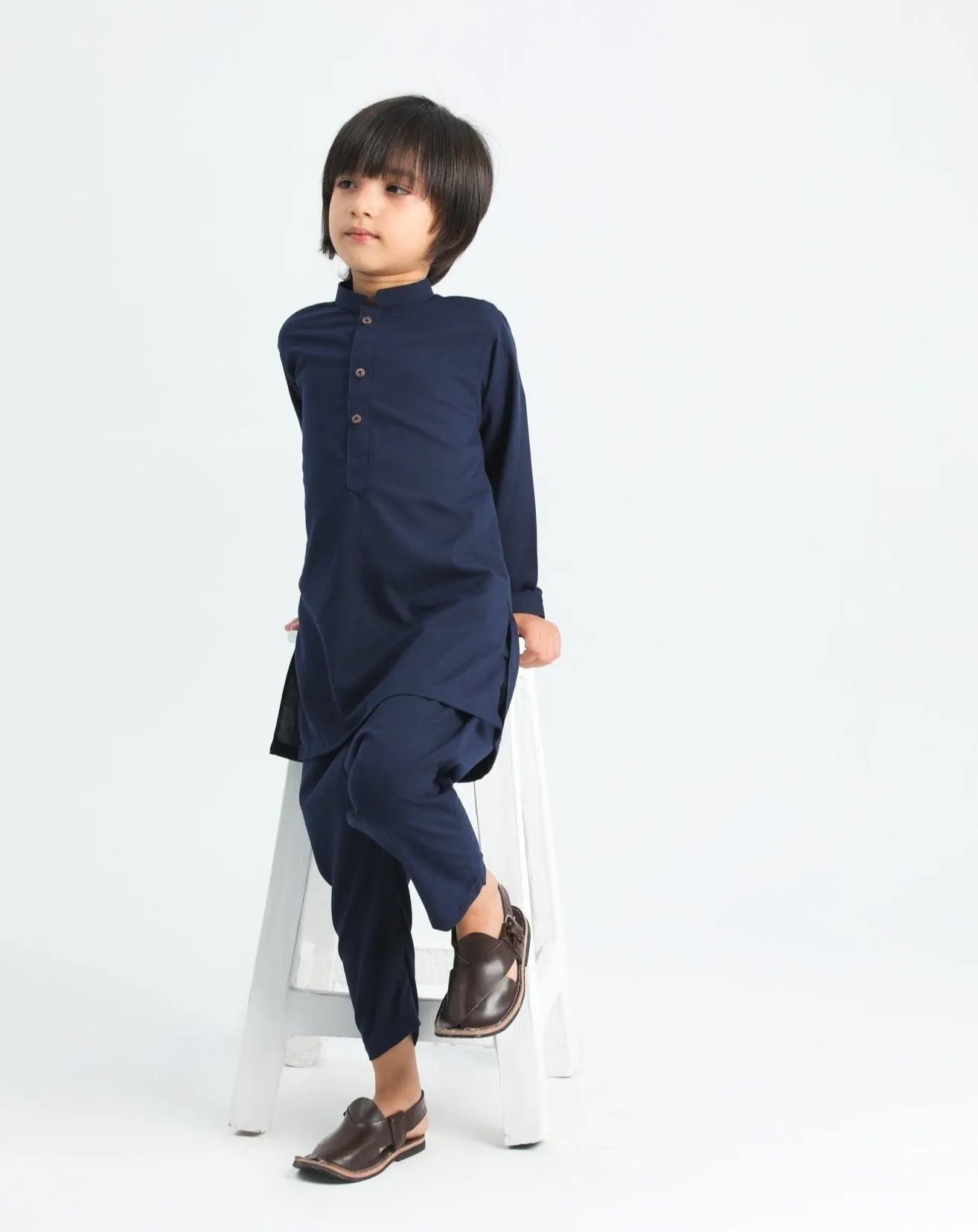 Navy Blue Kurta Trouser - Kids