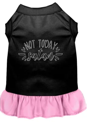 Not Today Satan Screen Print Dog Dress Black With Light Pink Xs (8)