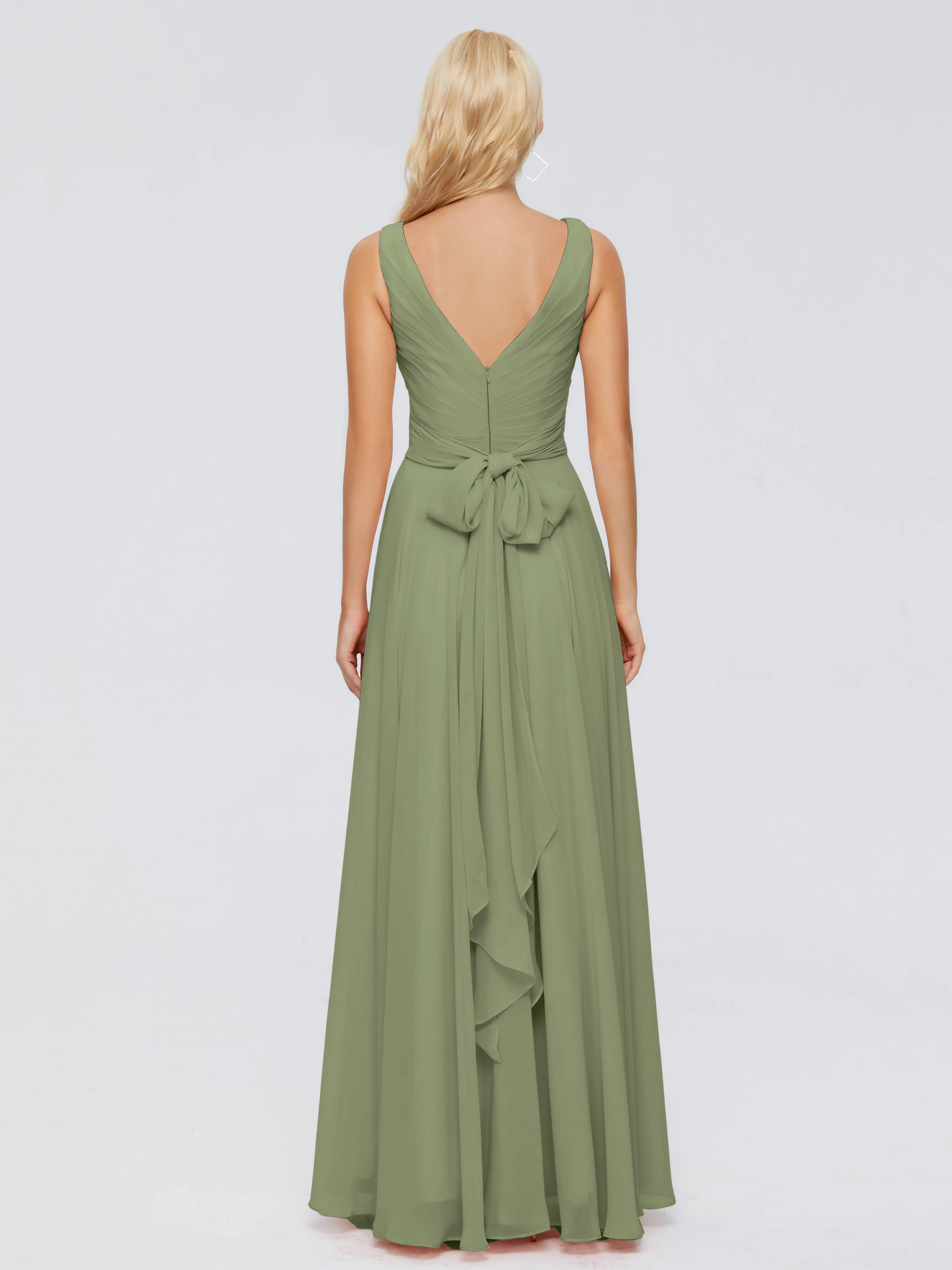 Olive Green Bridesmaid Gorgeous Chiffon Off The Shoulder Long Bridesmaid Dresses