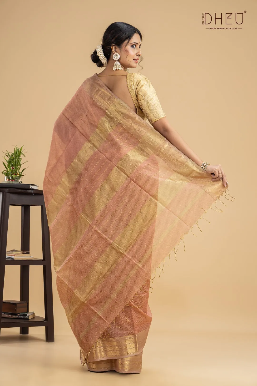 Pastel Peach-Chanderi Silk Saree