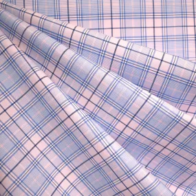 Pastel Tartan Plaid Fine Cotton Shirting Blush/Sky