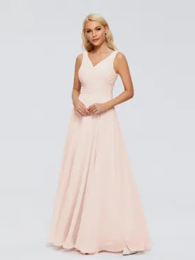 Pearl Pink Bridesmaid Dresses Ryleigh Flowy Chiffon Bridesmaid Dresses With Bow