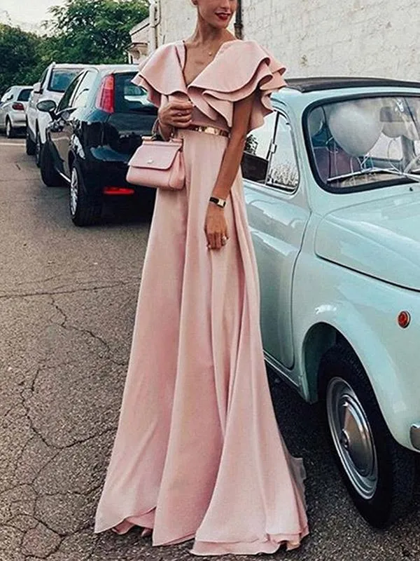 Pink Bohemia Sleeveless Solid Color Maxi Dress