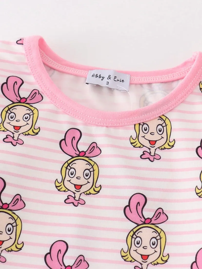 Pink Cindy Lou Who Striped Girls Pajamas