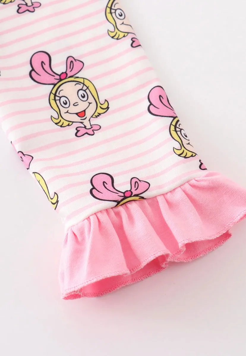 Pink Cindy Lou Who Striped Girls Pajamas