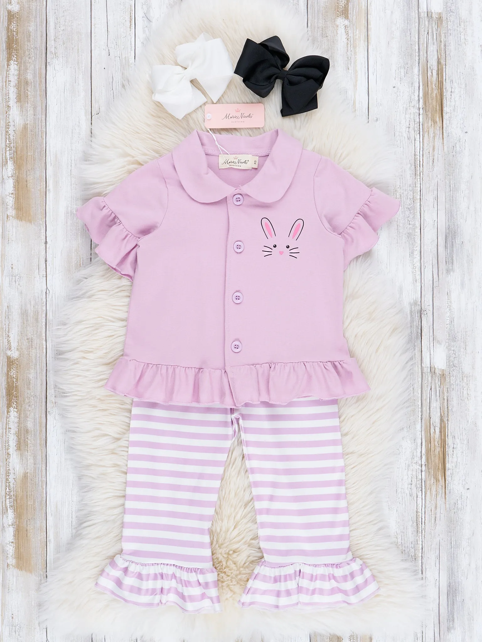 Purple Stripes Spring Ruffle Pajamas