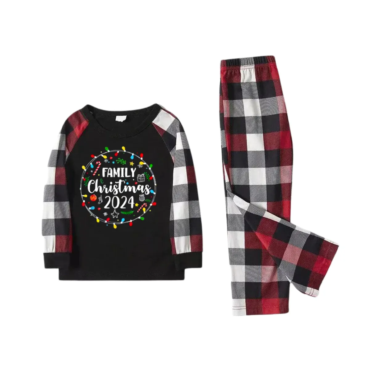 "Family Christmas 2024" Pattern Ⅱ- Red&Black&White Plaid  Matching Pajamas