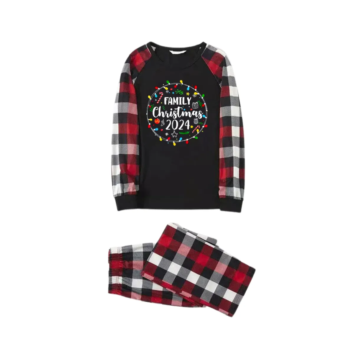 "Family Christmas 2024" Pattern Ⅱ- Red&Black&White Plaid  Matching Pajamas