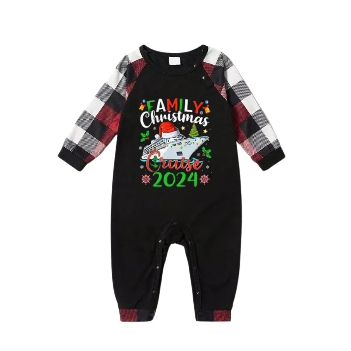 "Famliy Christmas Cruise 2024" Red&Black&White Plaid  Matching Pajamas