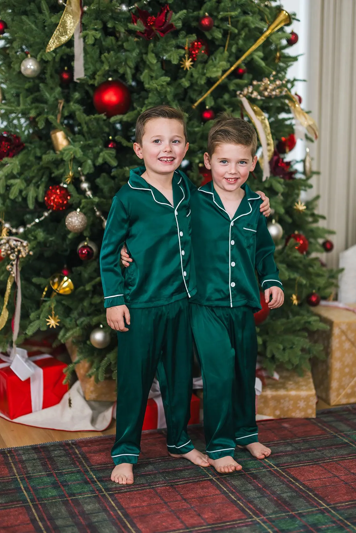 Red & Green Silk Family Pajamas