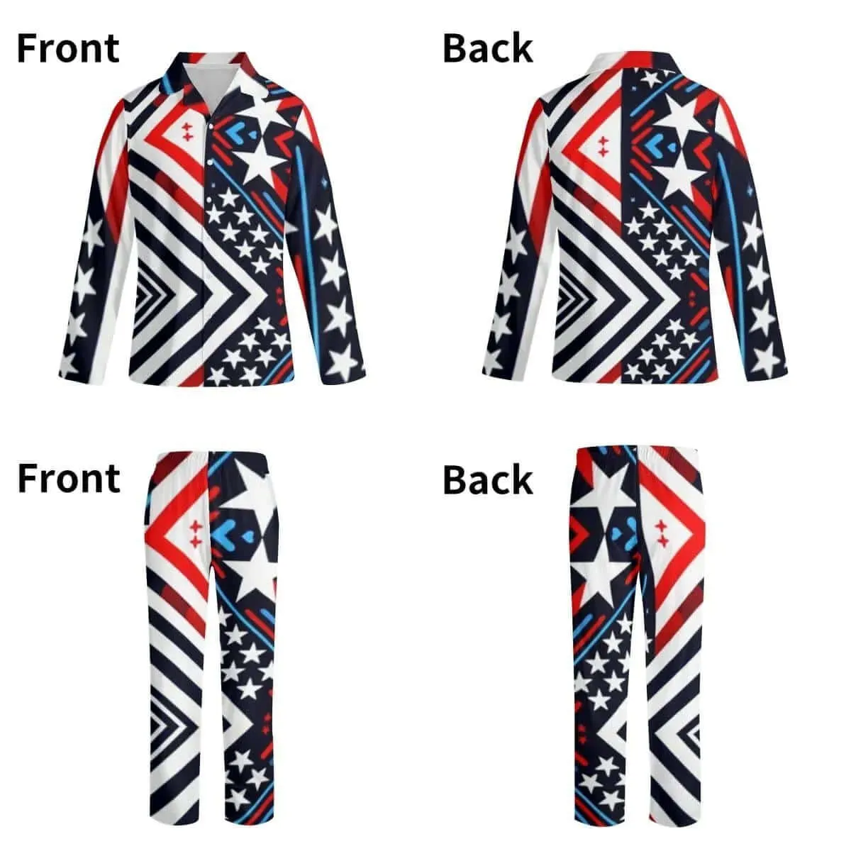 Red white and Black Long-Sleeve Pajama Set