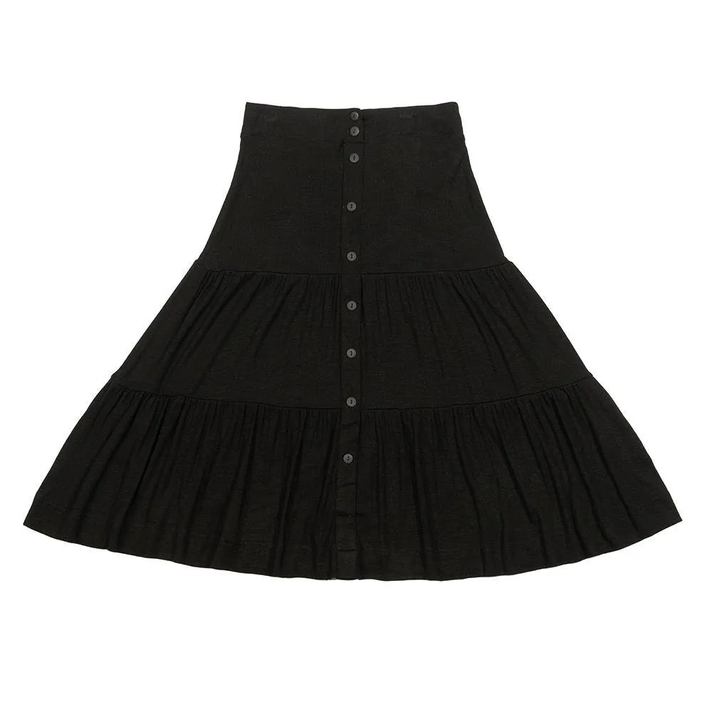 Riff Ribbed Button Tier Skirt