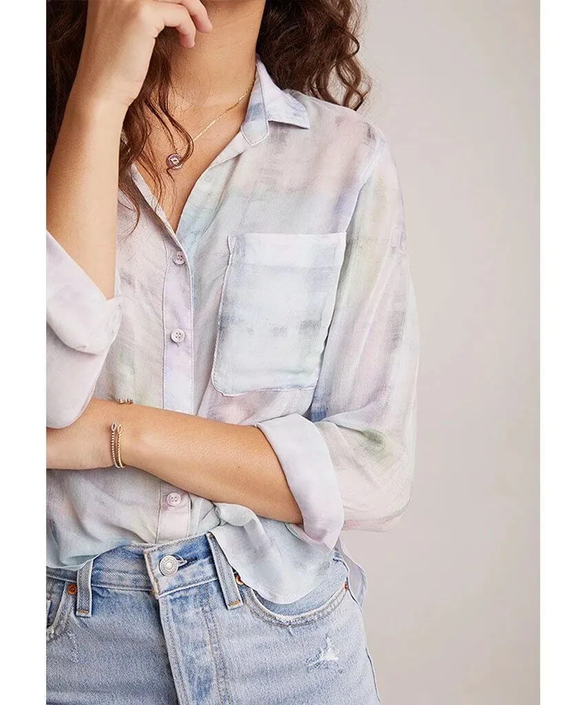 Rounded Hem Pastel Button Down