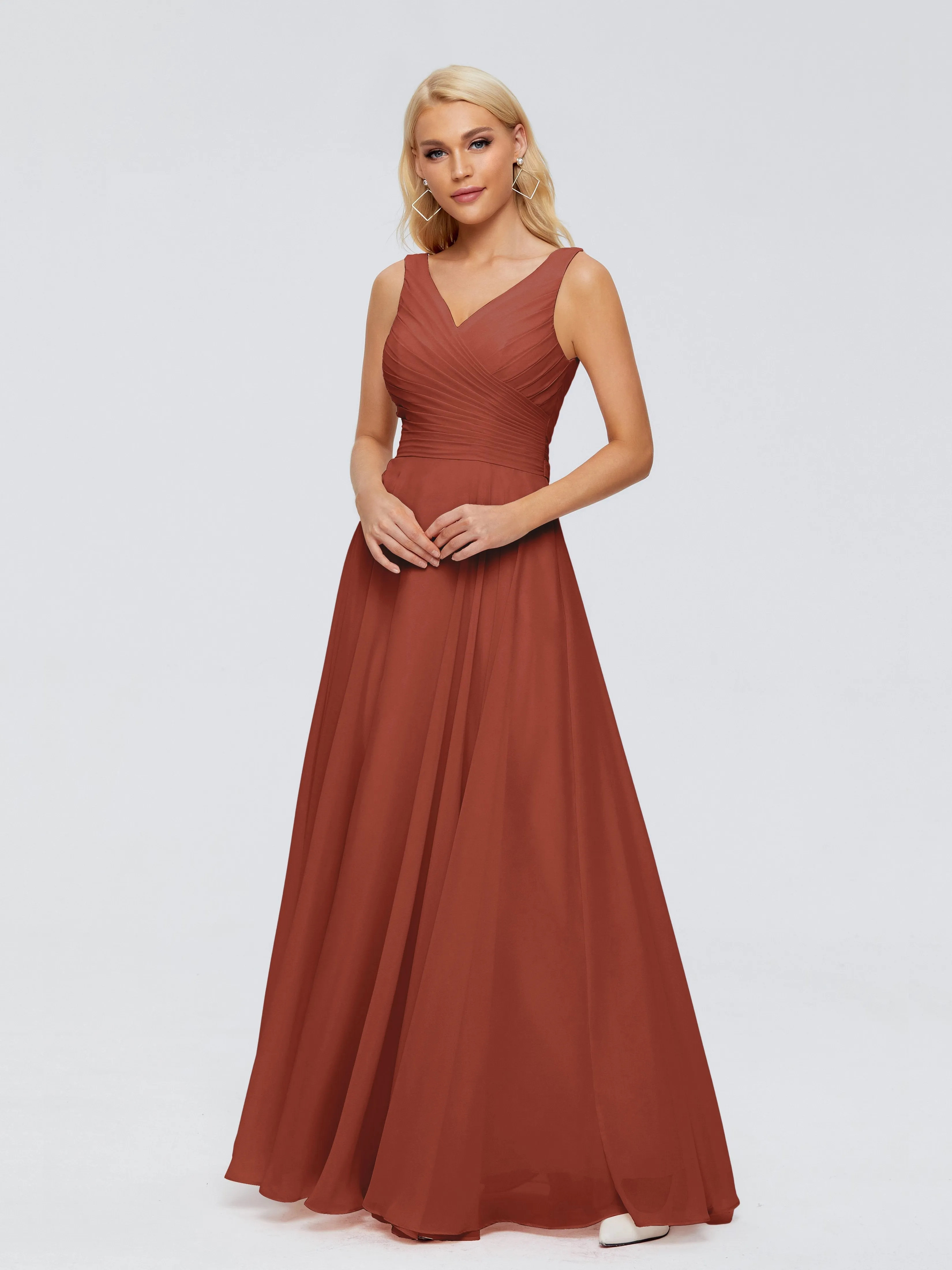 Rust Bridesmaids Dresses Ryleigh Flowy Chiffon Bridesmaid Dresses With Bow