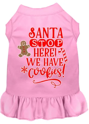 Santa, We Have Cookies Screen Print Dog Dress Light Pink Med