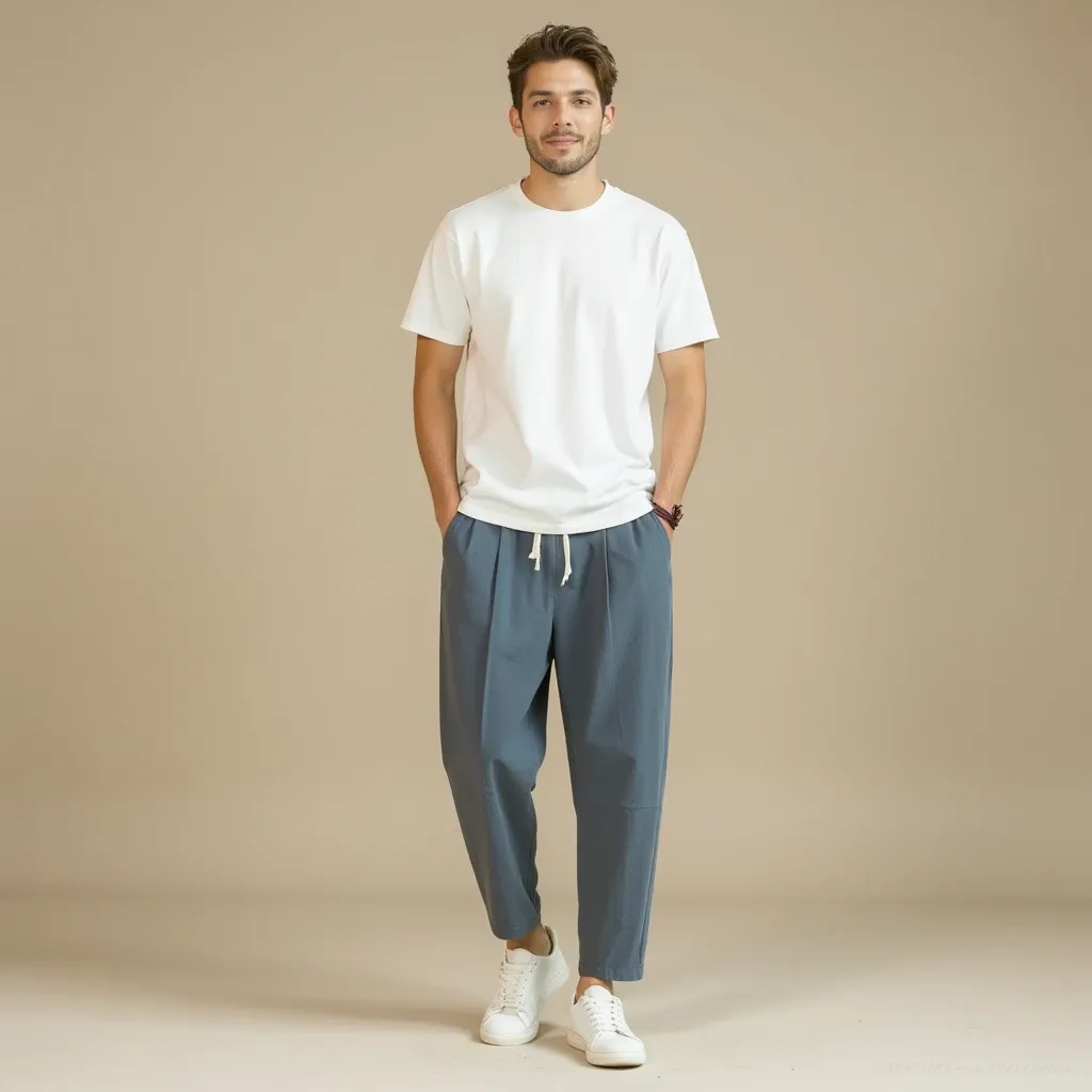 Santorini Linen-Cotton Pantalon