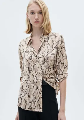 Satin print shirt - Light/pastel Brown