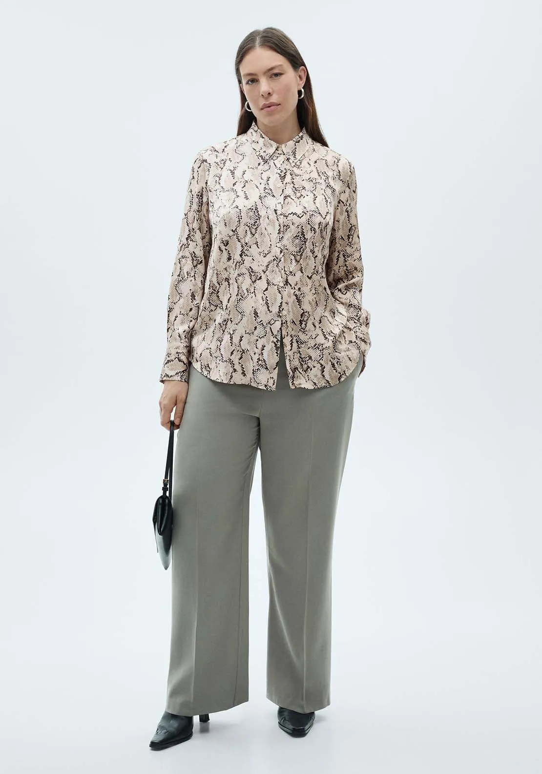 Satin print shirt - Light/pastel Brown