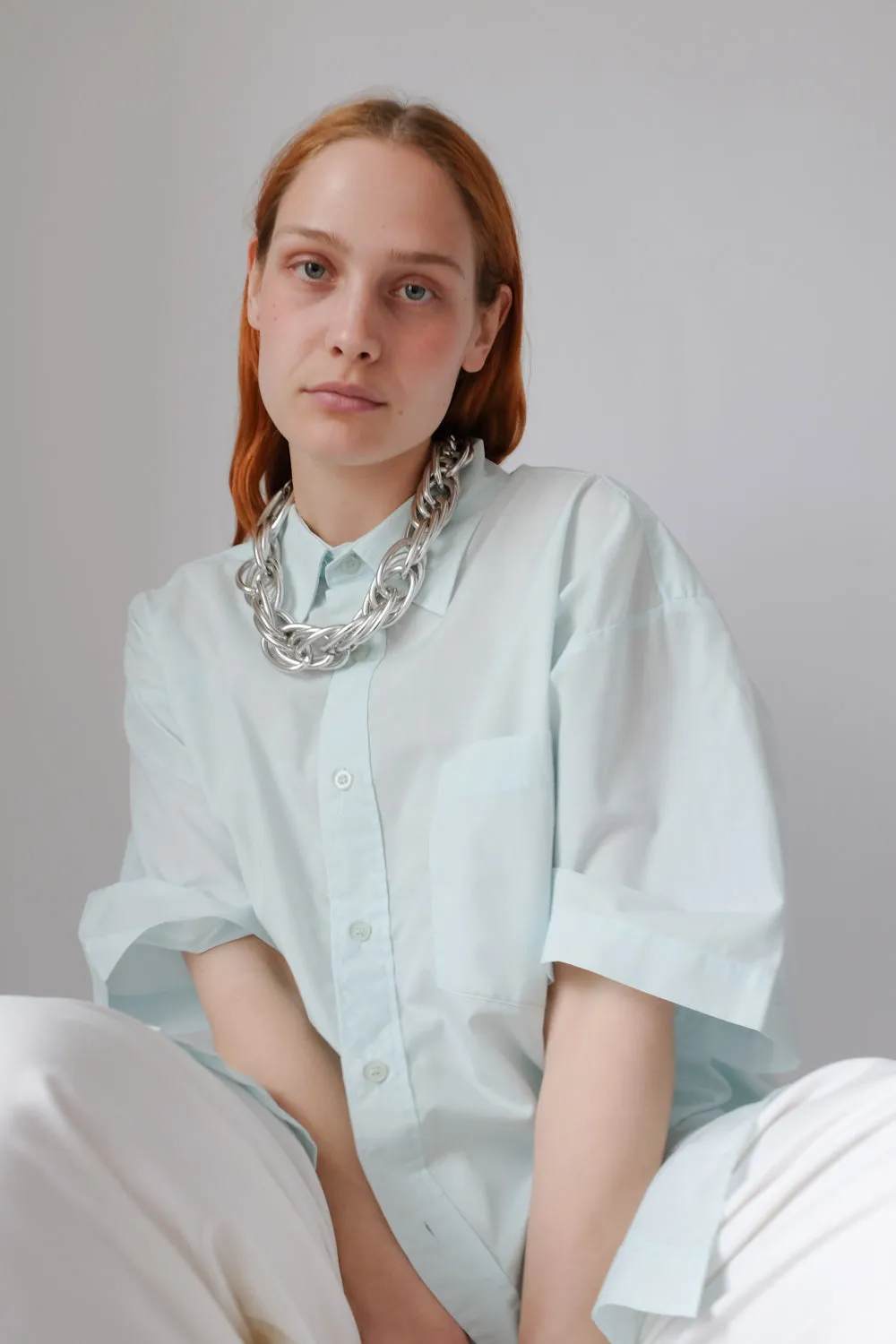 SHORT ARM PASTEL TURQUOISE OVERSIZE SHIRT