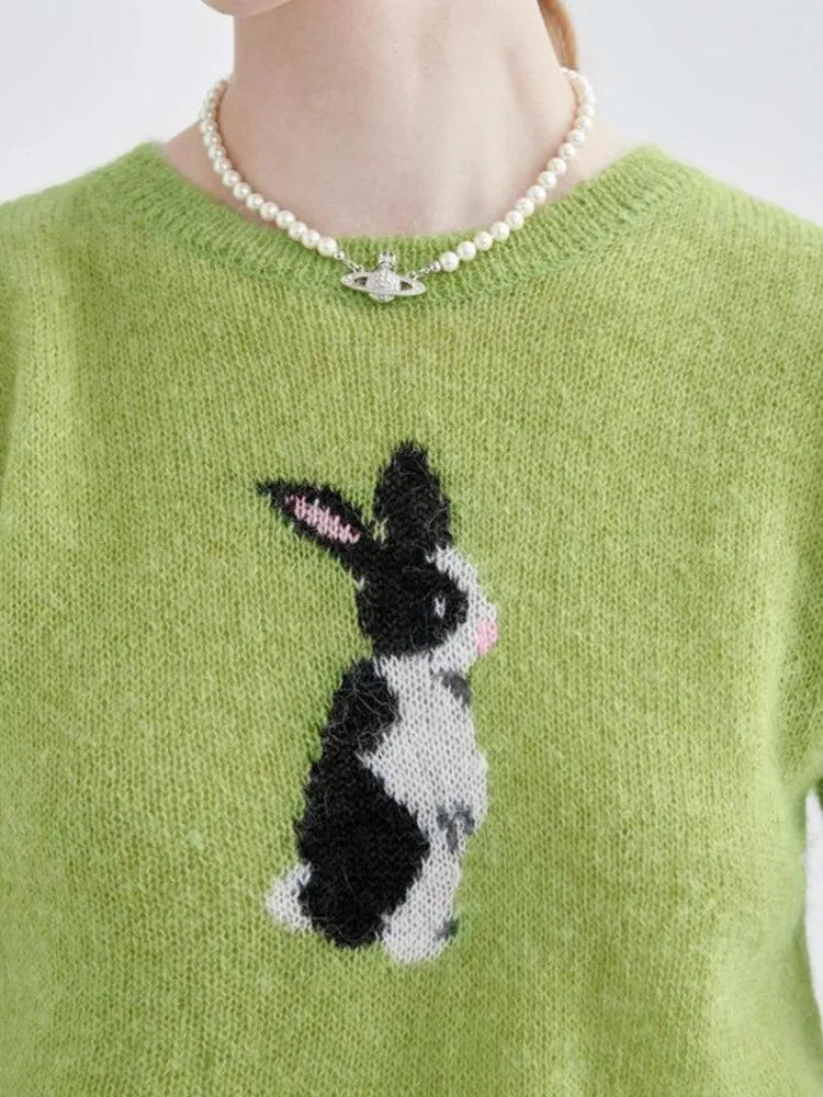 Soft Girl Rabbit Knitted Top