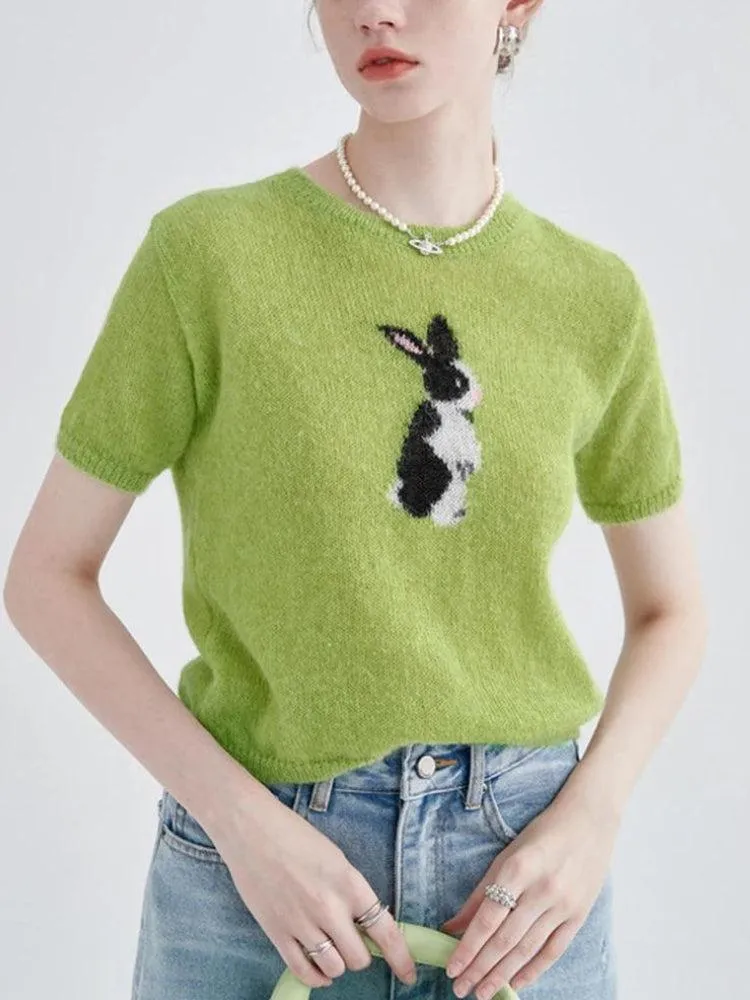 Soft Girl Rabbit Knitted Top