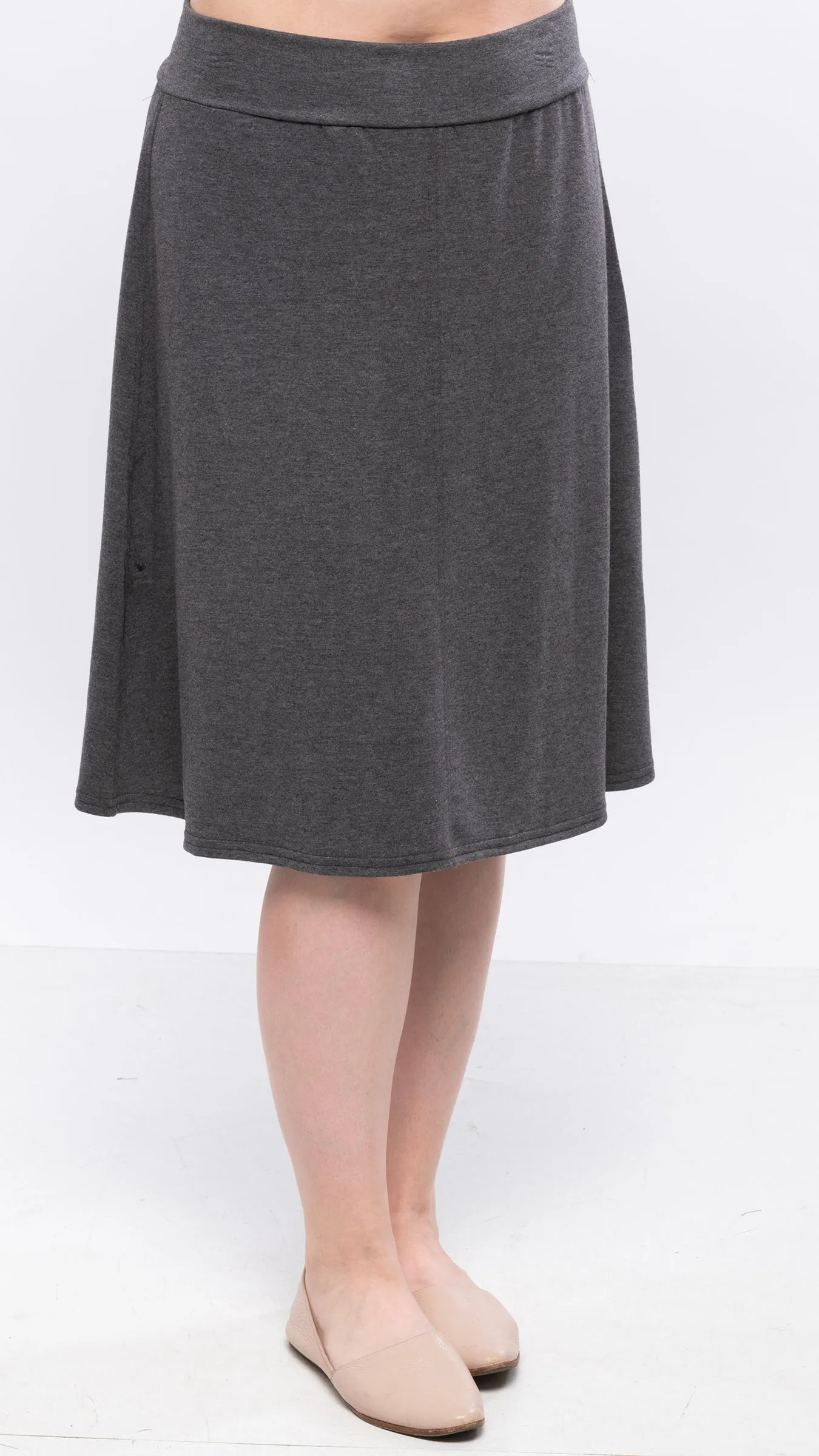 Soft Terry Flare Skirt - Charcoal Grey