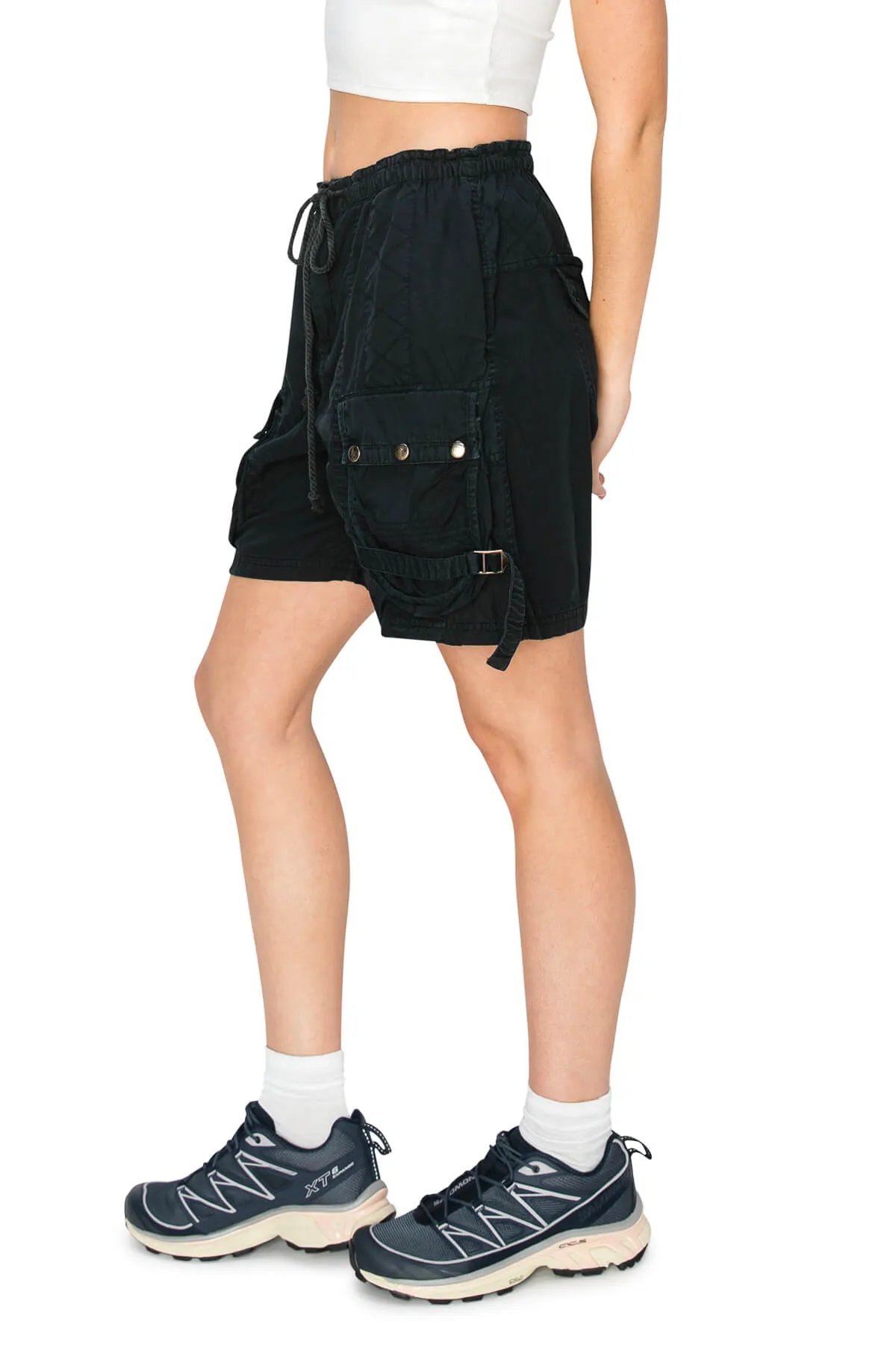 Washed Parachute Shorts - Black