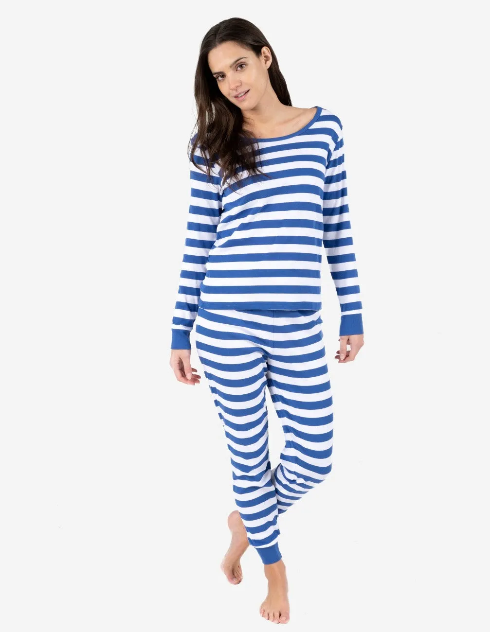 Women's Blue & White Stripes Pajamas