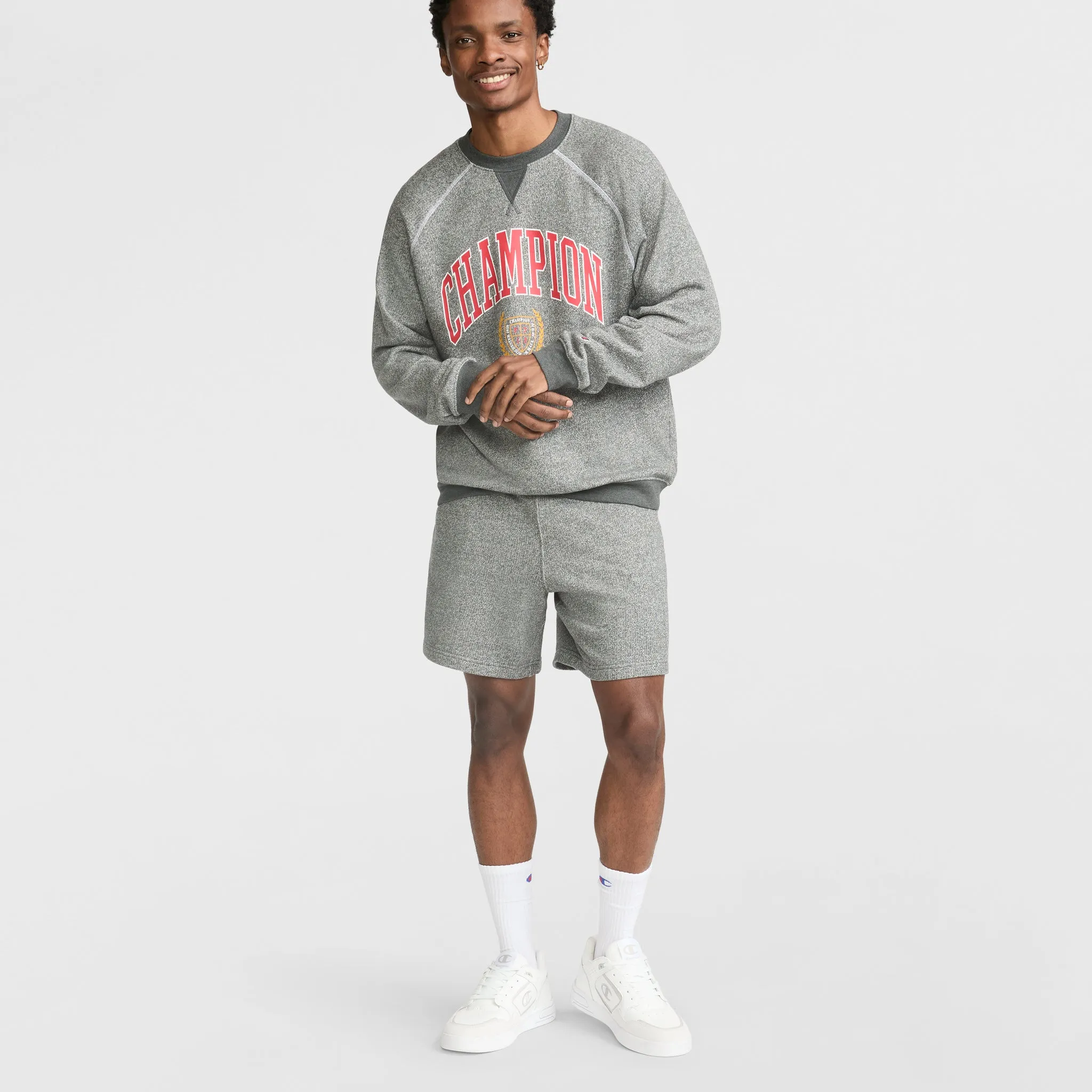 Yearbook Raglan Crewneck Sweatshirt, Champion Crest