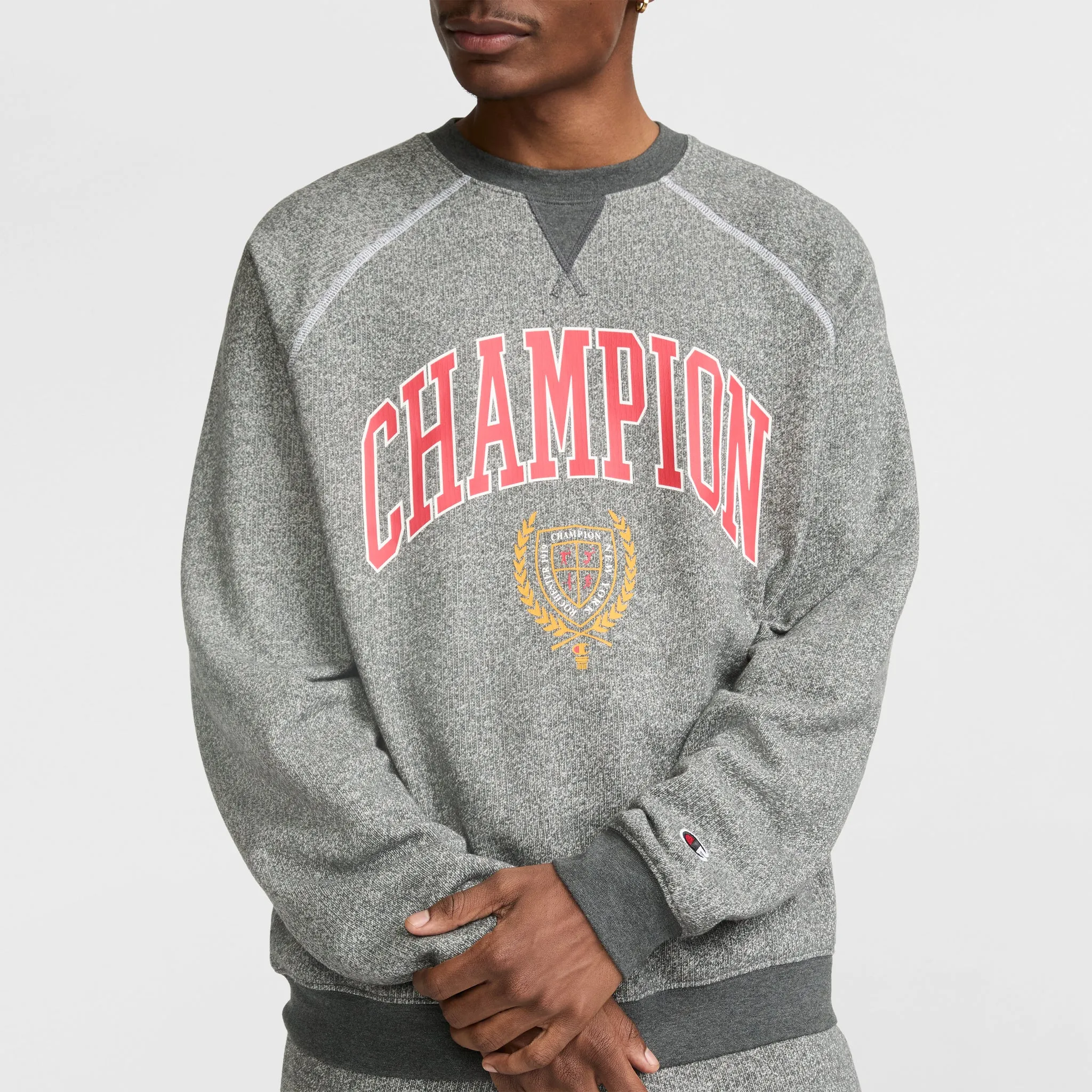 Yearbook Raglan Crewneck Sweatshirt, Champion Crest